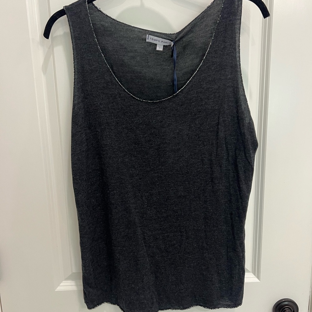 Tempo Paris Gray Sleeveless Tank Top